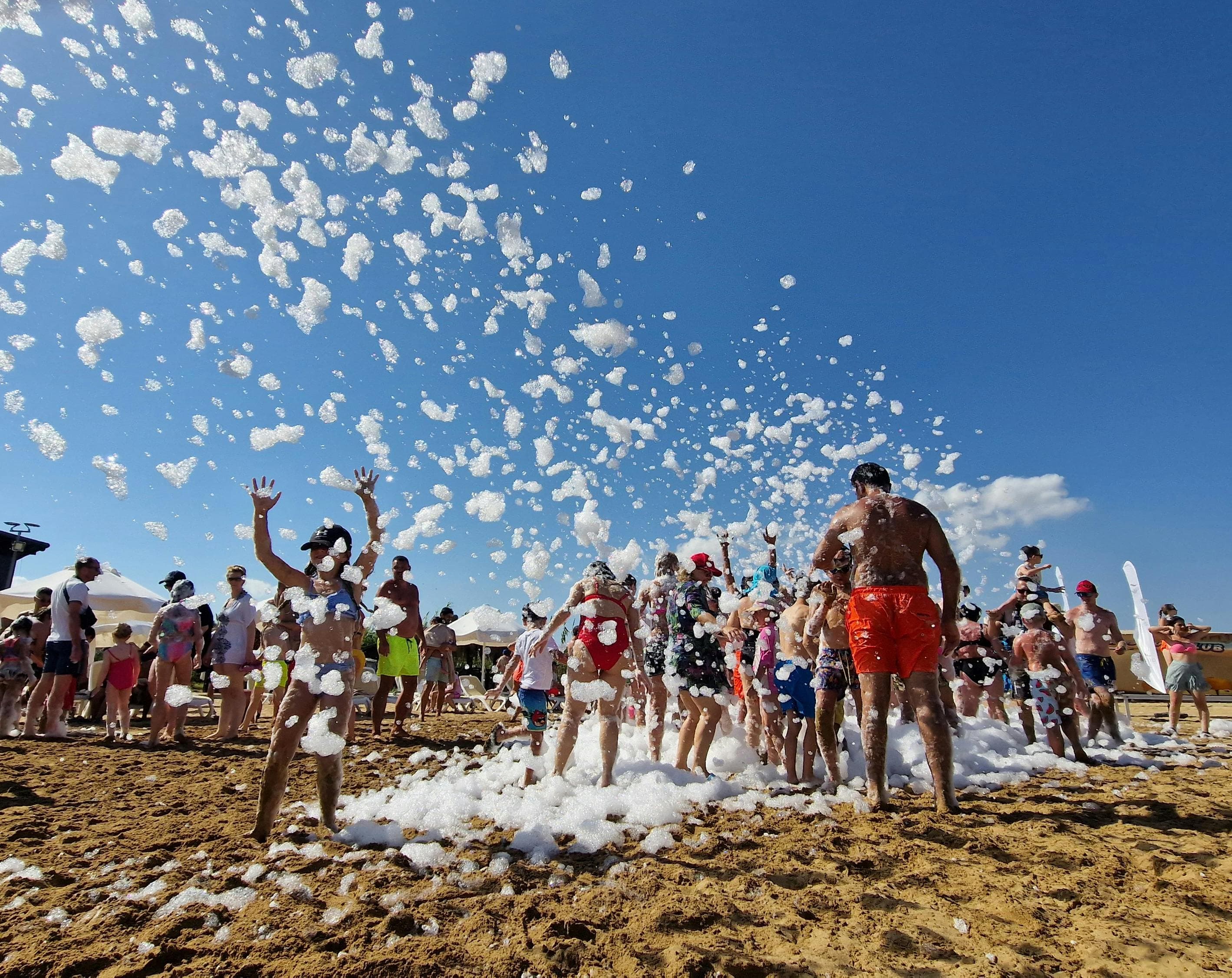 Foam cannon creating foam party experience outdoors