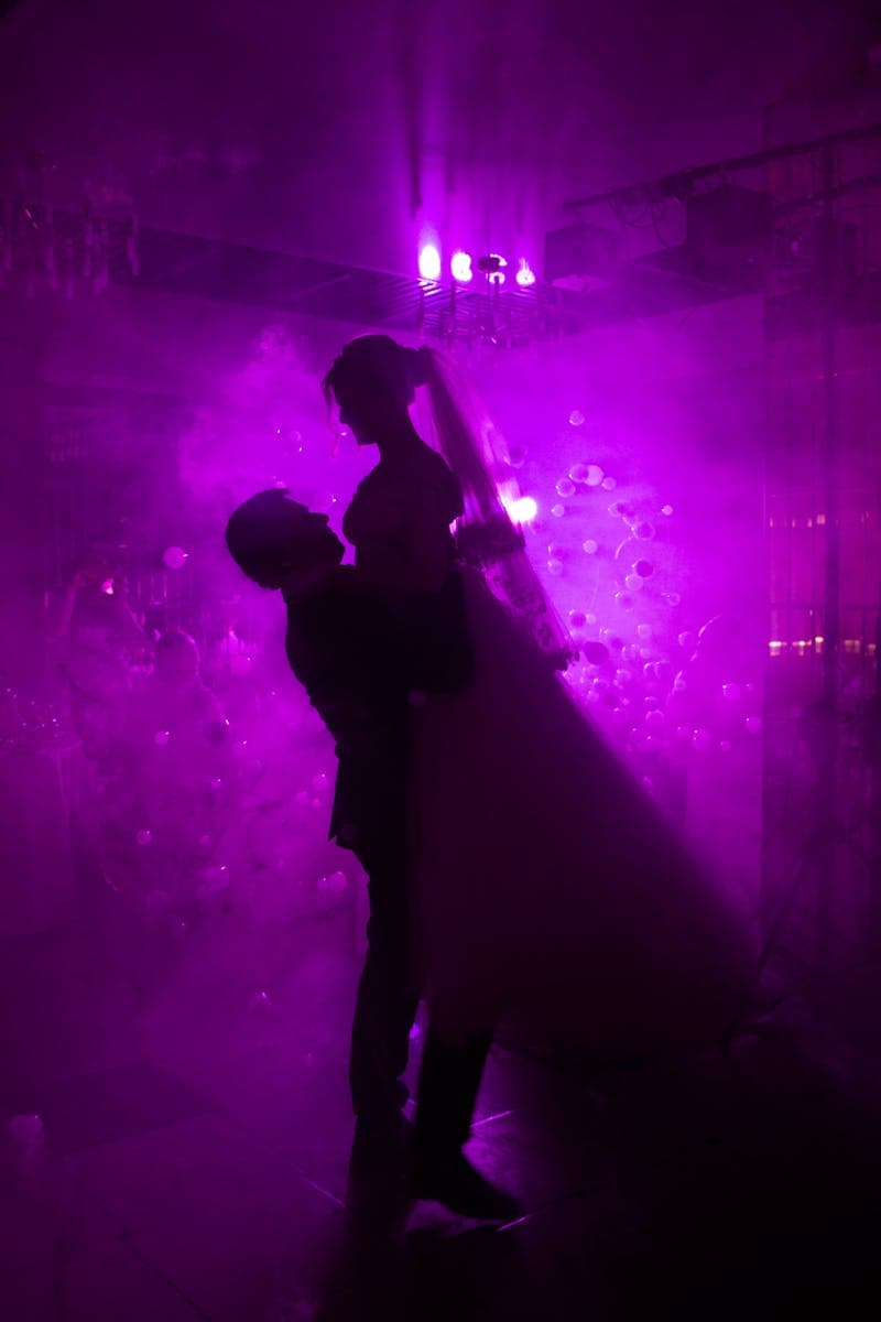 Wireless RGBW LED uplights at a party venue